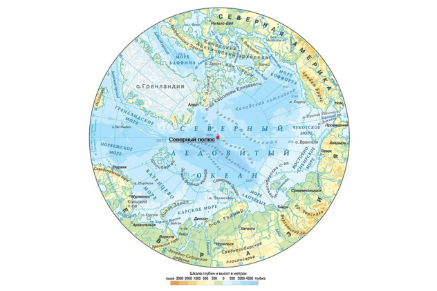Физическая карта Арктики