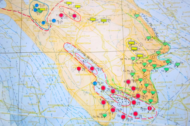 Карта полезных ископаемых севера Донецкой области