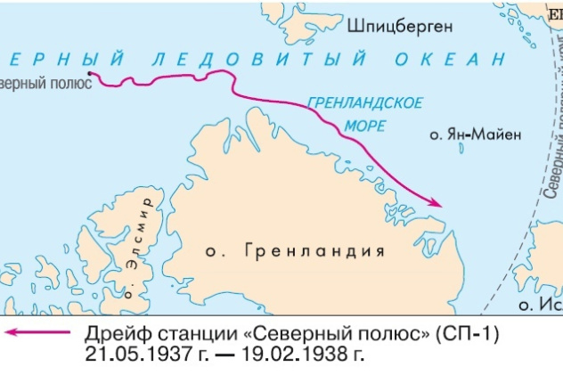 Карта дрейфа станции "Северный полюс"