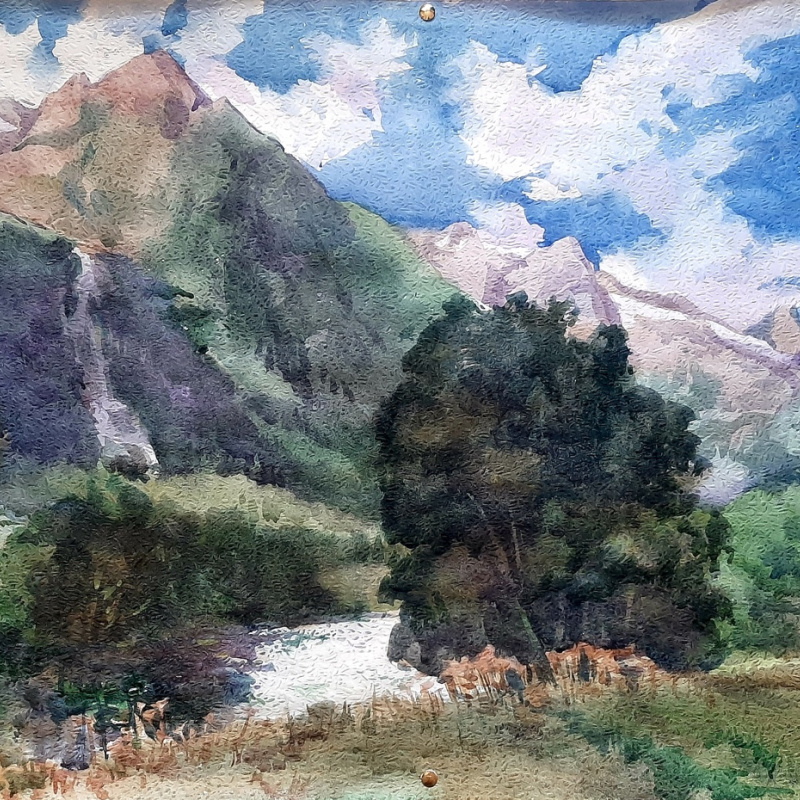 Картина победителя конкурса в номинации "Рисунок" Арины Игнатенко "Домбай-Угельн" Картина победителя конкурса в номинации "Рисунок" Арины Игнатенко "Домбай-Угельн"