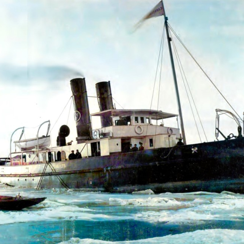 Осмотр «Саратовского ледокола» адмиралом флота С. О. Макаровым. Осмотр «Саратовского ледокола» адмиралом флота С. О. Макаровым.