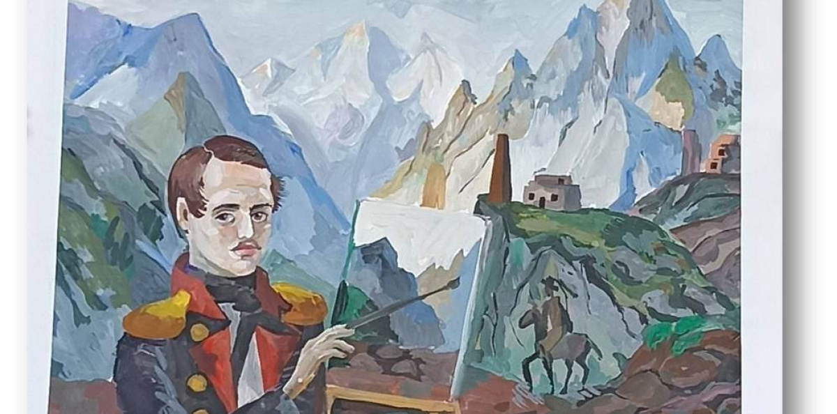 Работа победителя в номинации "Рисунок". Минаев Ян. Кавказские мотивы в творчестве Лермонтова: гора Казбек