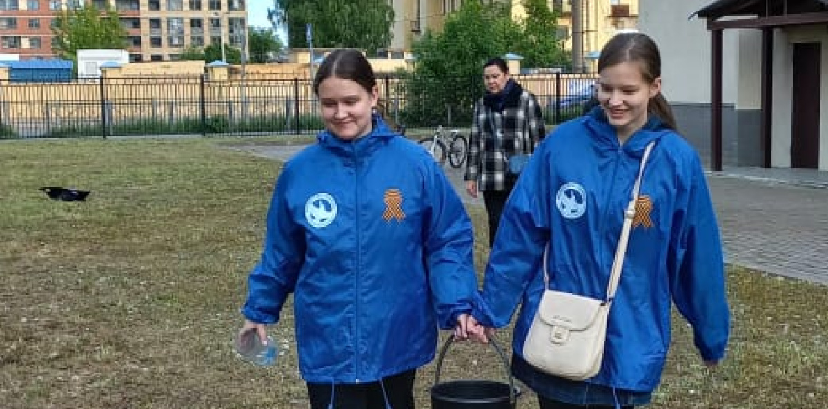 Посадка Сада Памяти в школьном дворе
