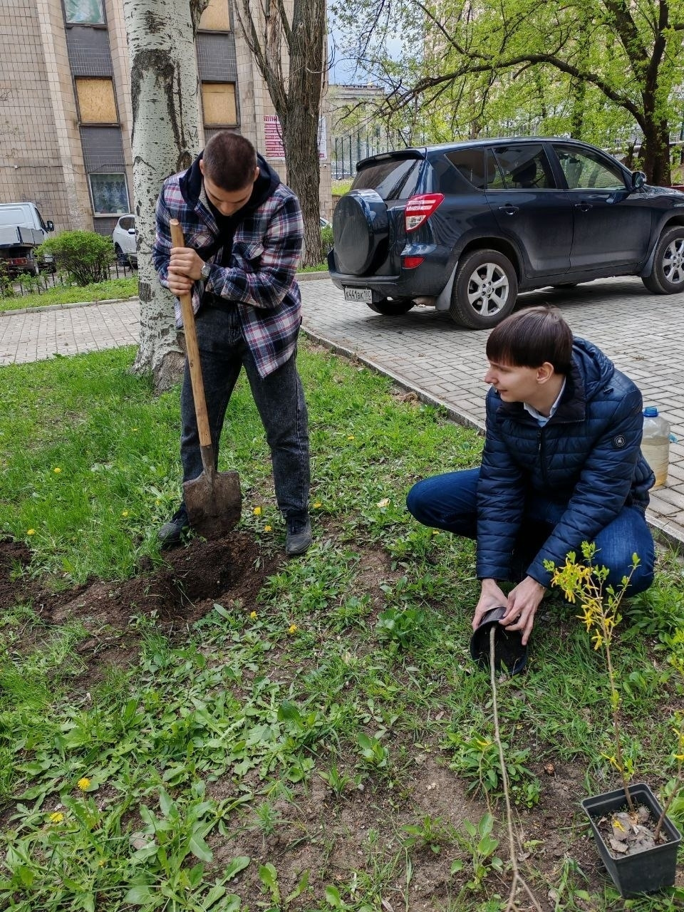 Посадка саженцев деревьев активистами клуба "Компас Донбасса"
