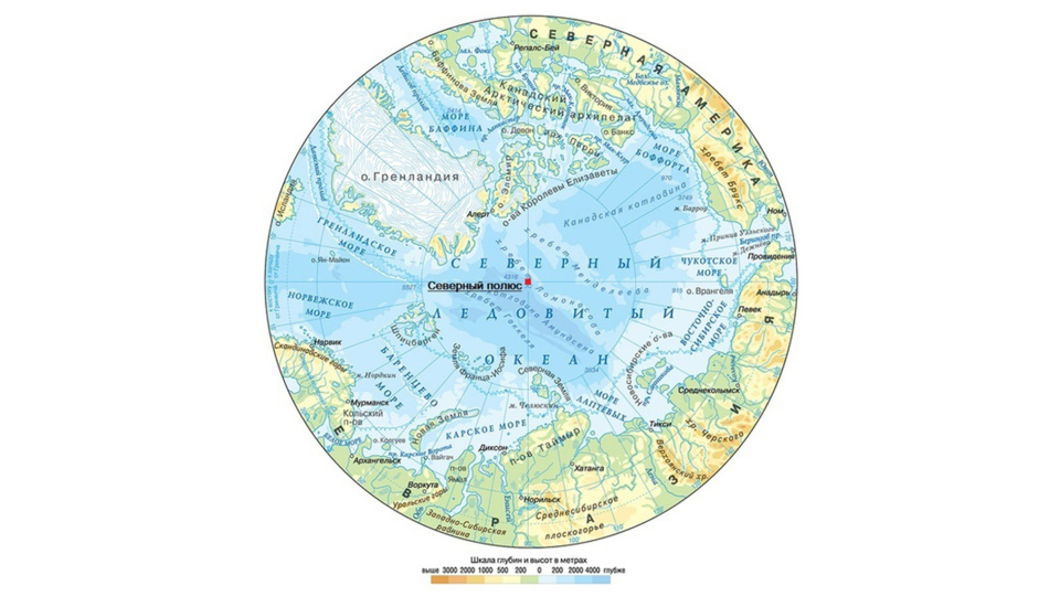 Физическая карта Арктики