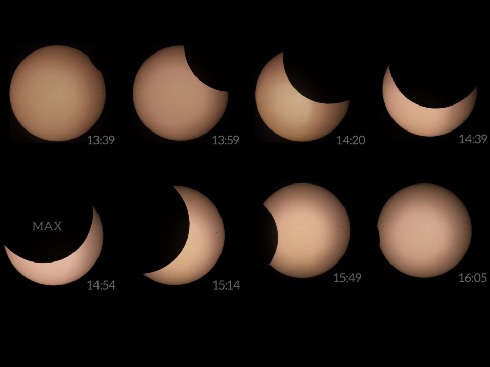  Вид затмения в разные моменты времени в Саратове