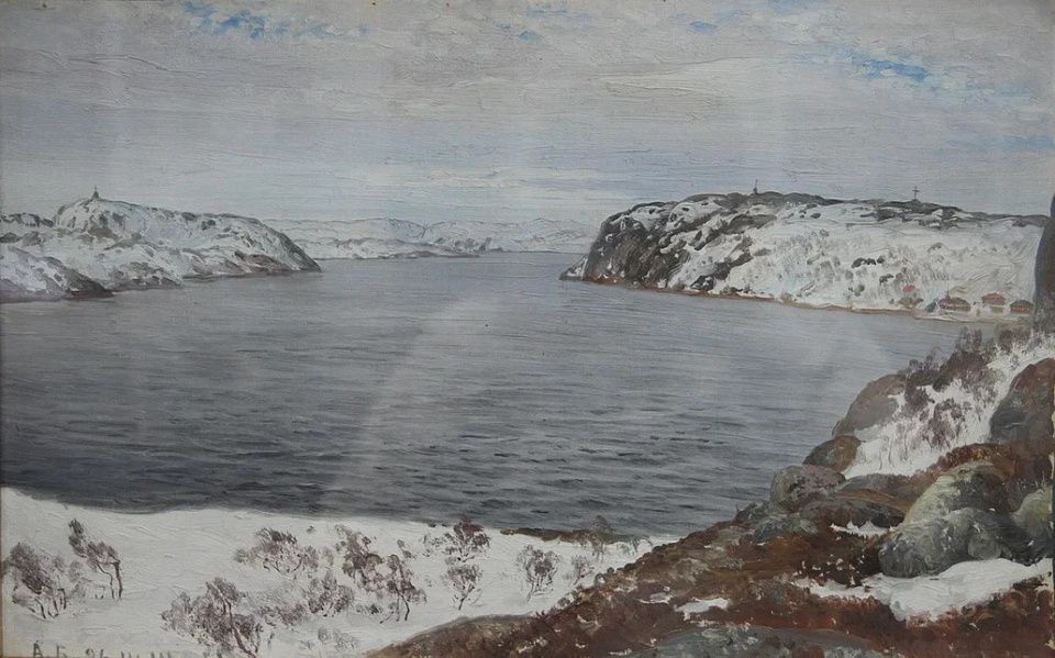 Репродукция картины А. Борисова "Екатериненская гавань.1914 год" 