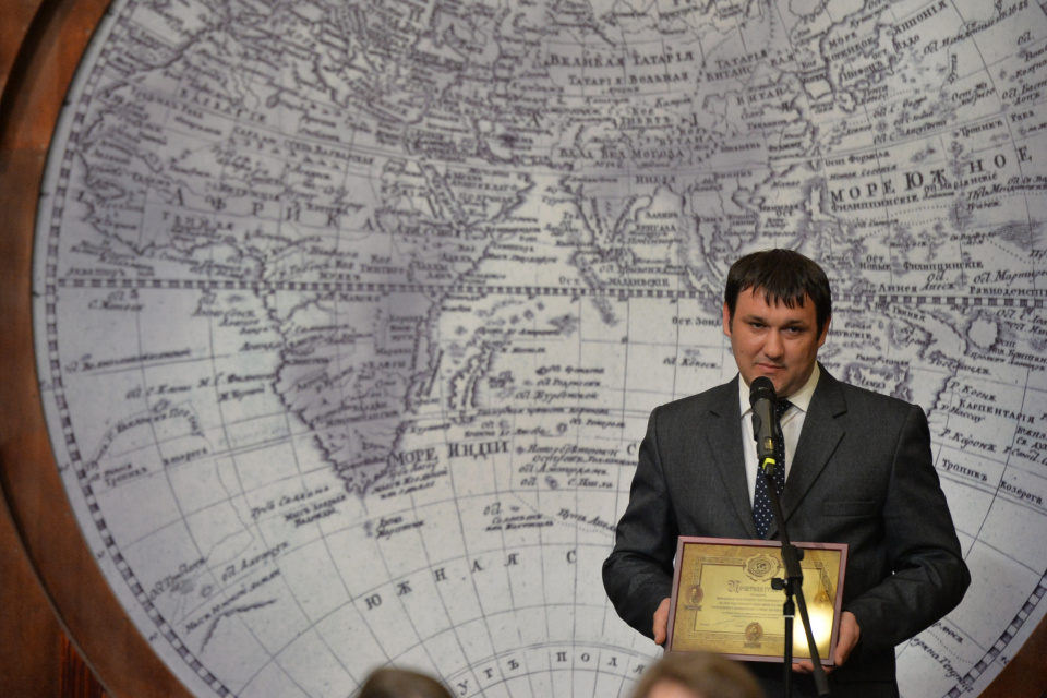 Руководитель воронежского Молодежного клуба РГО на базе Подгоренского лицея имени Н.А.Белозорова Михаил Овчаренко. 