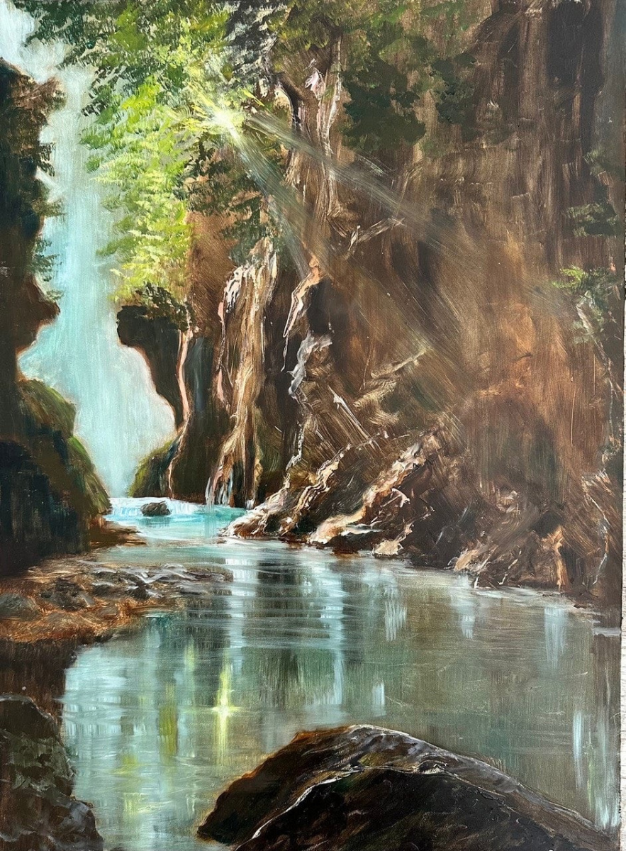  Картина победителя конкурса в номинации "Рисунок" Алины Братыкиной "Гуамское ущелье"